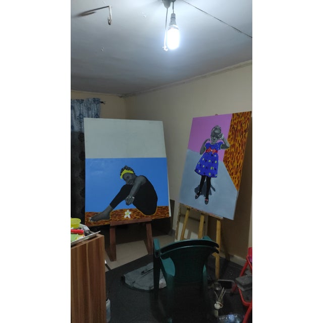 Contemporary Broken Soul, by Emmanuel Akolo (2021) Acrylic, Charcoal and Graphite on Canvas. Mixed Media For Sale - Image 3 of 3
