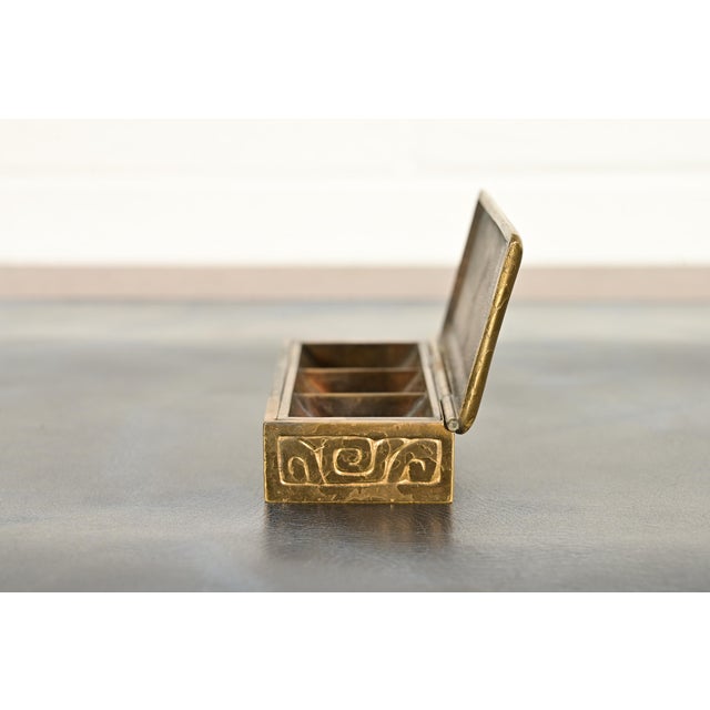 Bronze Tiffany Studios New York Zodiac Bronze Doré Stamp Box For Sale - Image 8 of 14