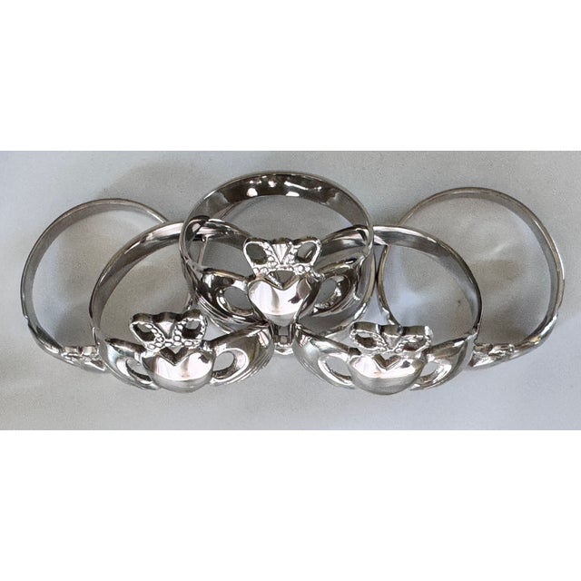 Made in Ireland Vintage Silver Plated Claddagh Motif Napkin Rings - Set of 6 For Sale In Seattle - Image 6 of 10