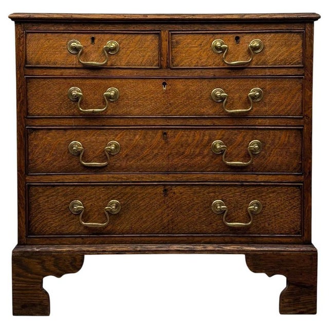 Antique Georgian Style Oak Chest of Drawers For Sale - Image 12 of 12