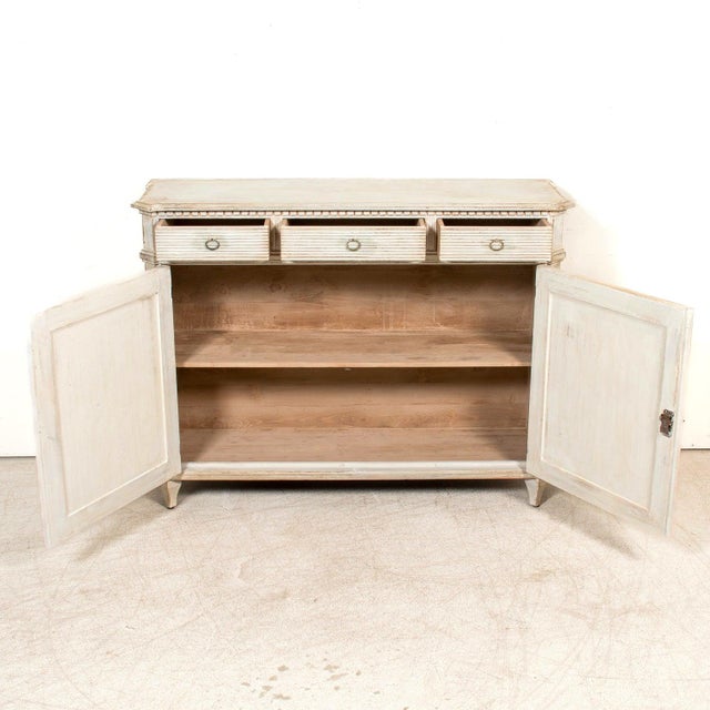 White Handcrafted Gustavian Style Painted Buffet With Reeded Front For Sale - Image 8 of 17