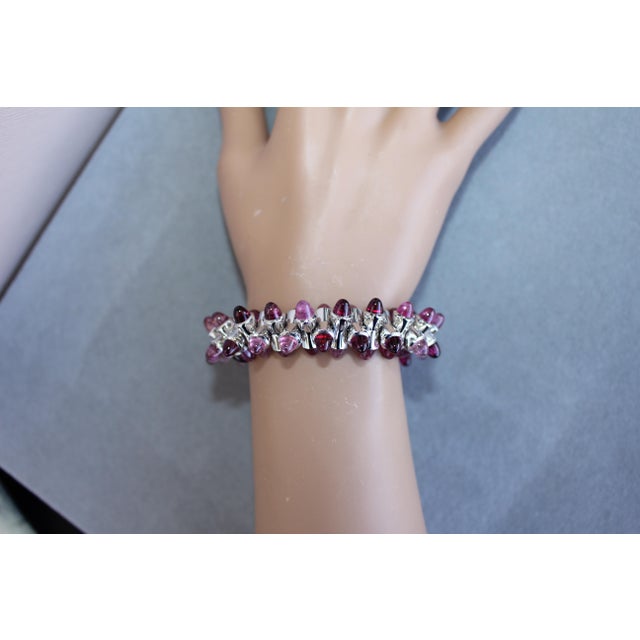 Tamara Commoli Pink Tourmaline Rubellite Mikado 18k White Gold Unique Bracelet For Sale - Image 14 of 18