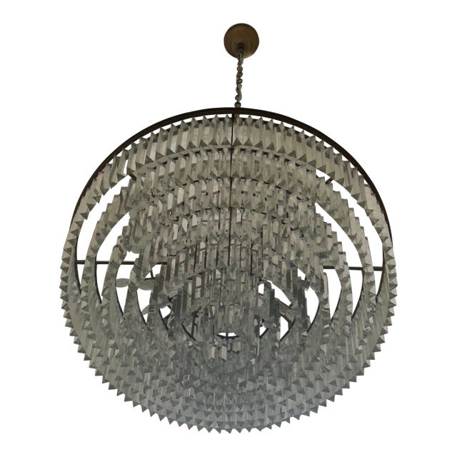 Large 44" Tiered Crystal Prism Foyer Chandelier — 131" Total Drop — Grand Entry Light For Sale