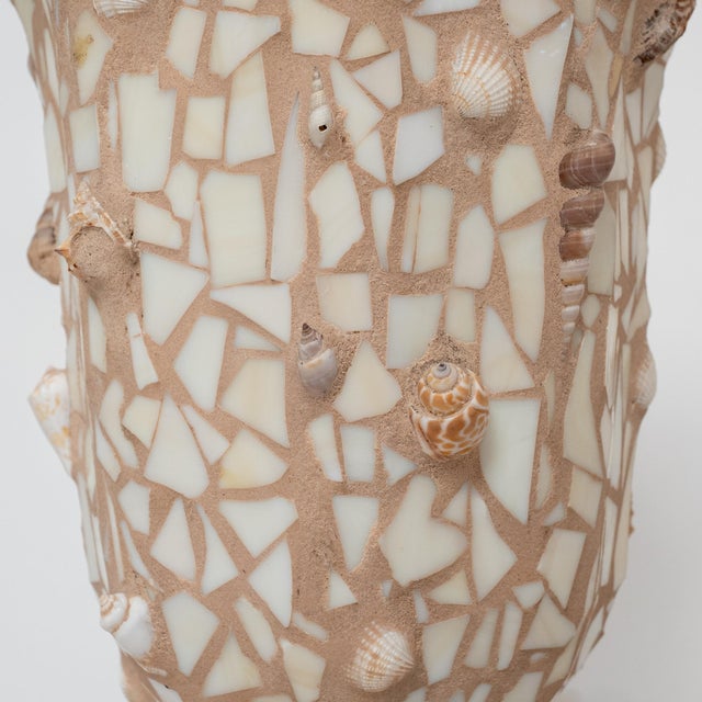 Pair of Large Mosaic Shell and Glass Urns For Sale - Image 13 of 13