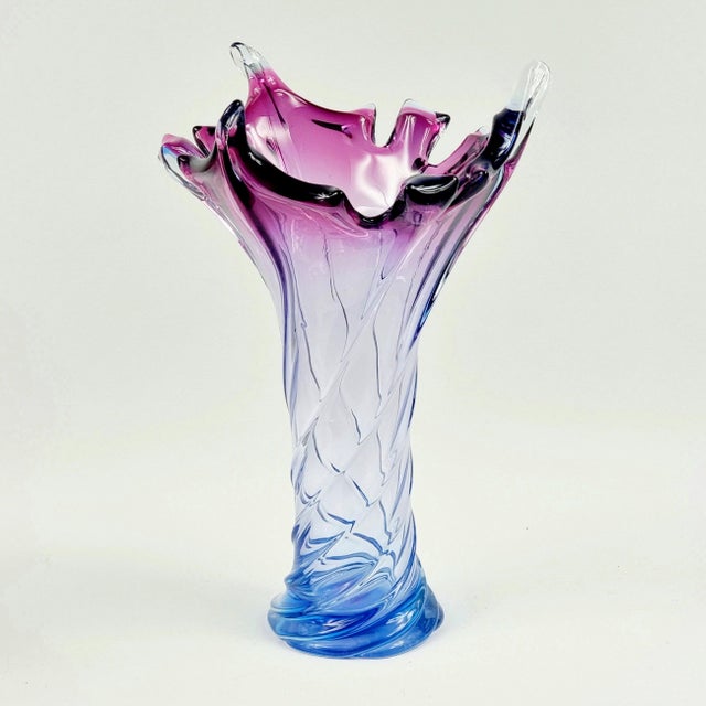 Large Mid-Century Modern Twisted Murano Glass Vase from Fratelli Toso, Italy, 1960s For Sale - Image 6 of 10
