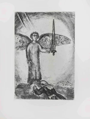 Marc Chagall, Joshua before the Angel with the Sword, Etching, 1956