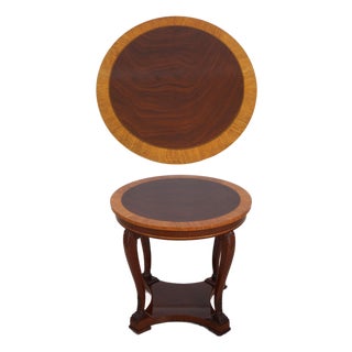 Kindel Round Mahogany Inlaid End Table For Sale