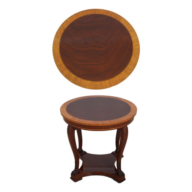 Kindel Round Mahogany Inlaid End Table For Sale
