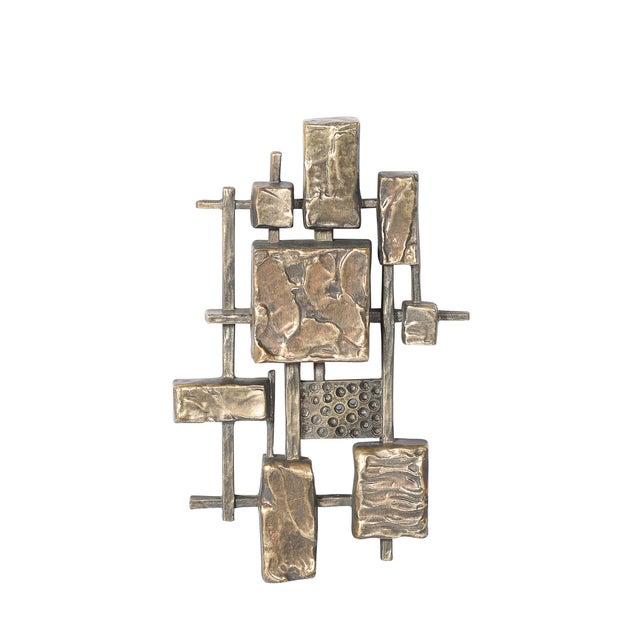 Mid-Century Brutalist Wall Sculptures in Textural Cubist Forms by Syroco For Sale - Image 10 of 12