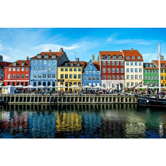 1980s Handcrafted Needlepoint of Danish Waterfront For Sale - Image 5 of 8