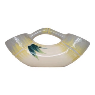 Mid-Century Vintage Weil Ware Malay Bambu Grey Double Open Vase With Handle For Sale