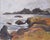 Foggy Coastal Seascape in Oil on Illustration Board Dramatic seascape with coastal cliffs by unknown artist "Kelly" (20th...