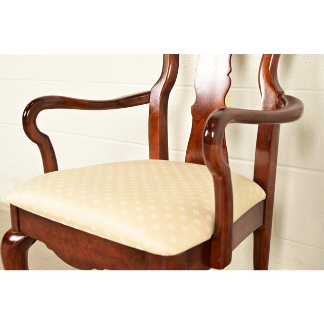 Brown Thomasville Queen Anne Carved Solid Mahogany Armchair For Sale - Image 8 of 11