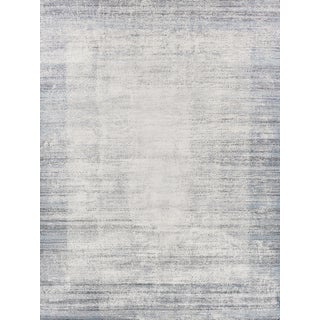 Exquisite Rugs Fine Pure Silk Hand-Knotted Silk White/Blue Rug-10'X14' For Sale