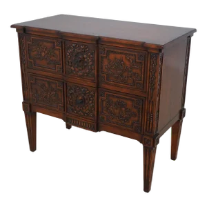 Drexel Italian Neoclassical Carved Front 2 Drawer Commode