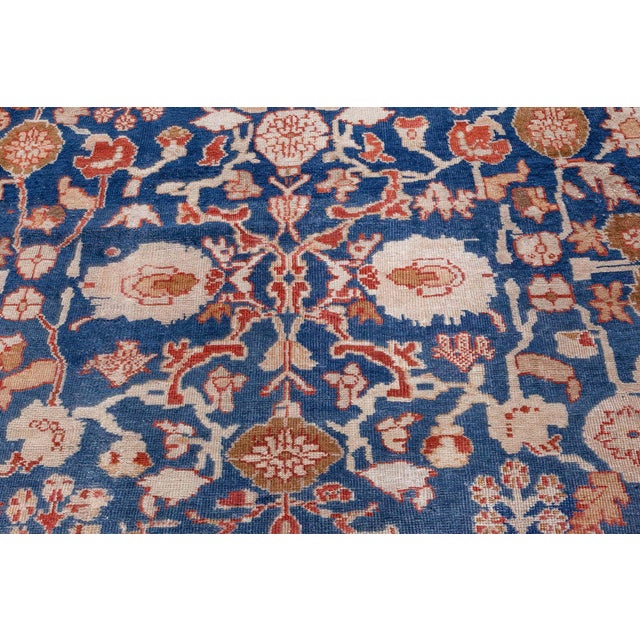 Navy Blue Early 20th Century Persian Sultanabad Rug For Sale - Image 8 of 11