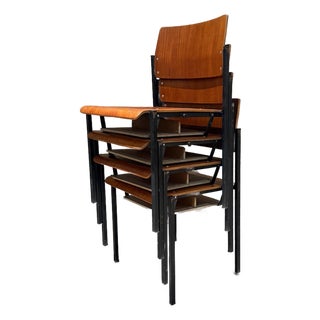 Model 4033 Minimalist Stacking Industrial School Chairs Branko Uršič Stol Kamnik For Sale