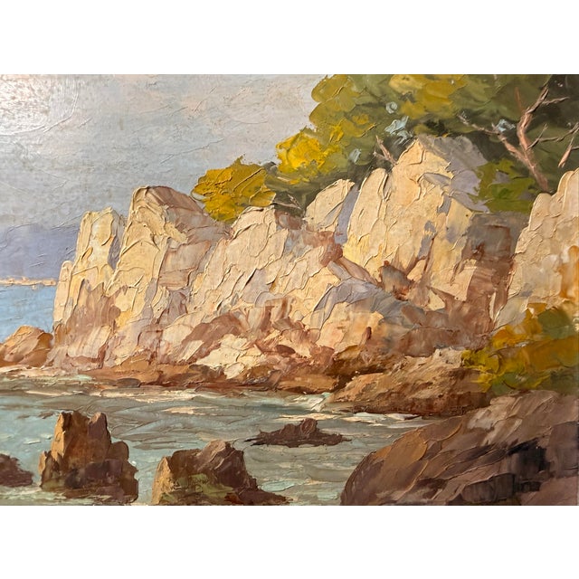 Vintage French Andre Galzenati Impressionism Seascape Nautical Oil Painting Art For Sale - Image 11 of 13