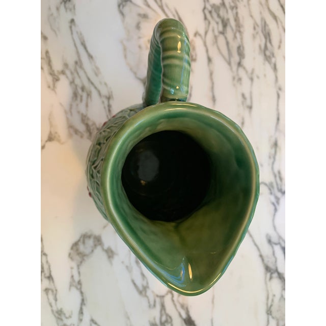 Green Green Majolica Holly Pitcher by Bordallo Pinheiro For Sale - Image 8 of 9