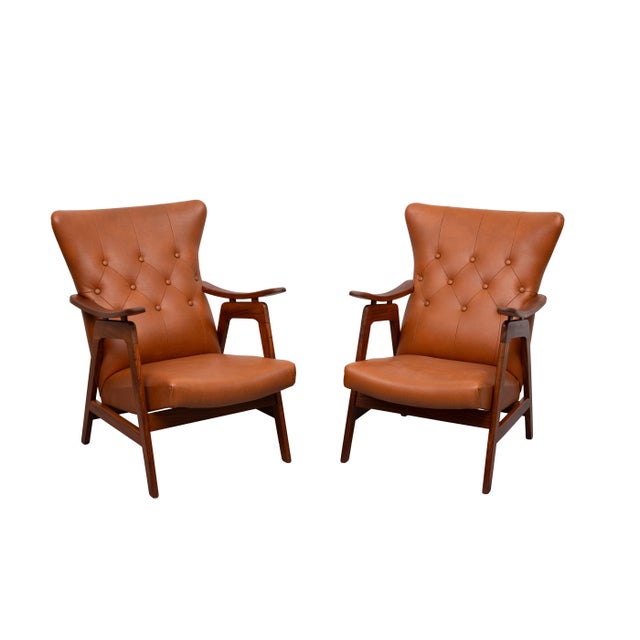 Teak and Faux Leather Lounge Chairs, Holland, 1960s, Set of 2 For Sale - Image 11 of 11