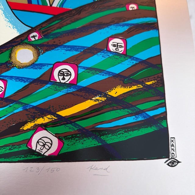 Metal 1972 Helmut Kand "Sun and Moon Beauty Contest" Surrealist Silver Foil Serigraph For Sale - Image 7 of 10