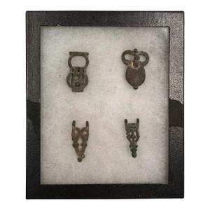 Display of 4 Ancient Roman Bronze Belt Buckles, 1st-2nd Century Ce