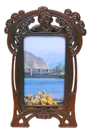 Art Nouveau Floral Picture Frame with Womens Bust and Flowers, France, 1890s
