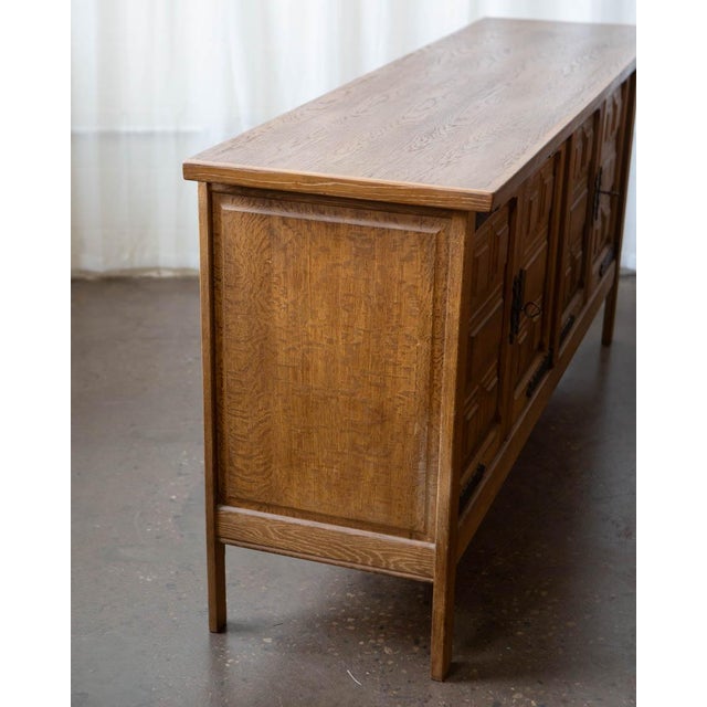 1970s Danish Modern Henning Kjærnulf Danish Oak Sideboard Credenza, Attributed For Sale - Image 9 of 14