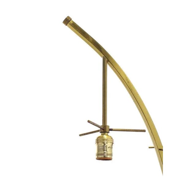 Vintage Mid Century Brass Tri Leg Tripod Base Round Side Table Floor Lamp For Sale - Image 6 of 9