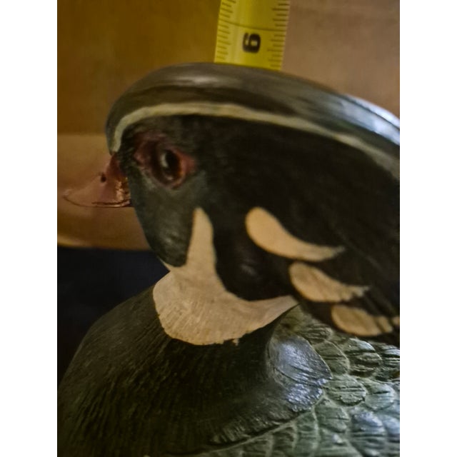 Brown Late 20th Century Hand-Painted Wood Duck Drake Decoy For Sale - Image 8 of 8