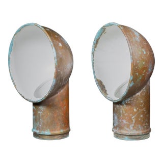 Vintage Pair Nicro Marine Copper Cowl Air Vents c.1960 For Sale