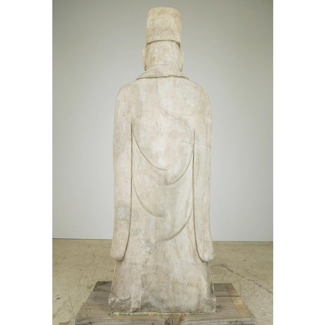 Mid 20th Century Mid 20th Century Pair of 5.5 Ft. Chinese Marble Civil Officer & Military Leader Statues For Sale - Image 5 of 16