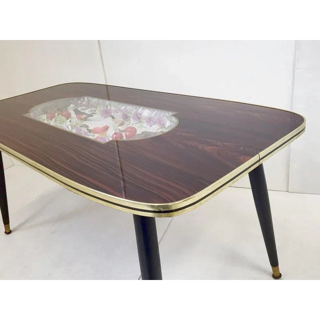 Brown Vintage Coffee Table in Glass and Formica, 1960s For Sale - Image 8 of 11