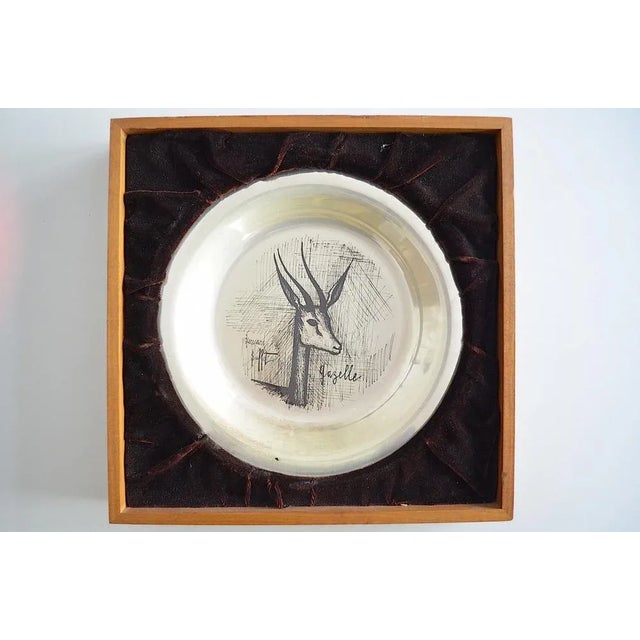 Beautiful sterling silver waller from Bernard Buffet. Sterling Siber in the wooden frame with a velvet. - On the back ref....