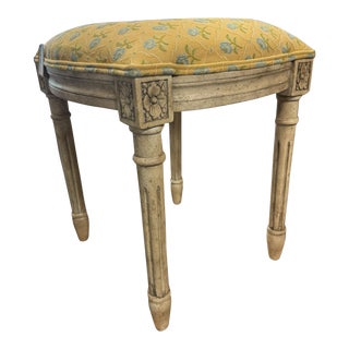 Late 20th Century French Louis XVI Style Upholstered Vanity Stool For Sale
