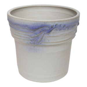 Vintage Pale Gray and Lilac Incised Studio Ceramic Planter by Deanna Nichols