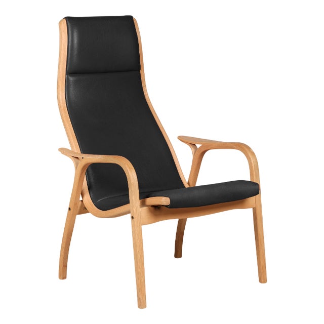 Vintage Black Leather Lamino Lounge Chair by Yngve Ekström for Swedese For Sale