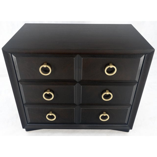 Ebonized Walnut Large Gold Rings Drop Pulls 3 Drawer Bachelor Chest MINT!