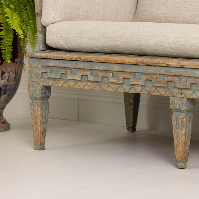 18th Century Swedish Gustavian Period Blue Painted Sofa 'Trägsoffa' For Sale - Image 12 of 12