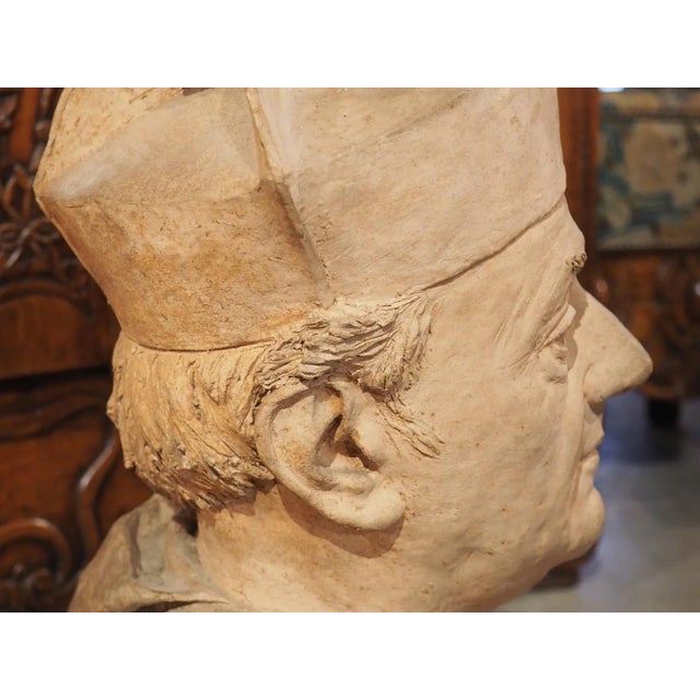 Terra Cotta Antique French Terra Cotta Bust From Dinard, Dated 1912 For Sale - Image 8 of 13