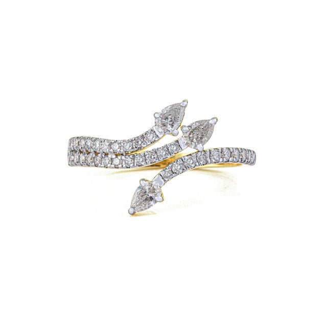 Contemporary VRJewels Celestial Open Bypass Diamond Engagement Ring Size 6 in 14k Solid Gold For Sale - Image 3 of 14