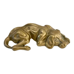 Vintage Sleeping Hound Dog Brass Figurine