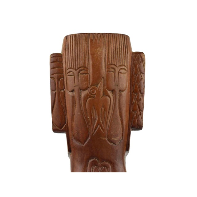 Brown Mid 20th Century Moai Rapa Nui Easter Island Hand Carved Wooden Sculpture For Sale - Image 8 of 10