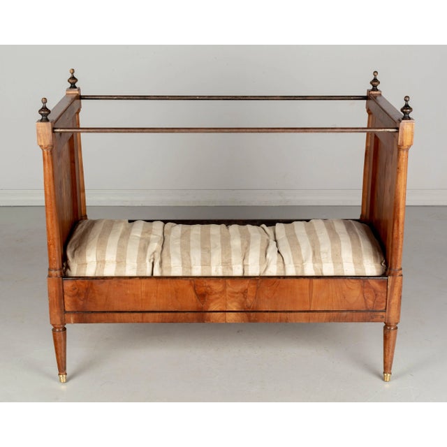 19th Century 19th Century Napoleon III Child's Bed, Solid Cherry Wood, Hand-Crafted For Sale - Image 5 of 12