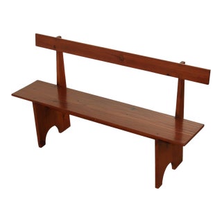 Late 20th Century Shaker Style Custom Crafted Solid Pine Bench For Sale