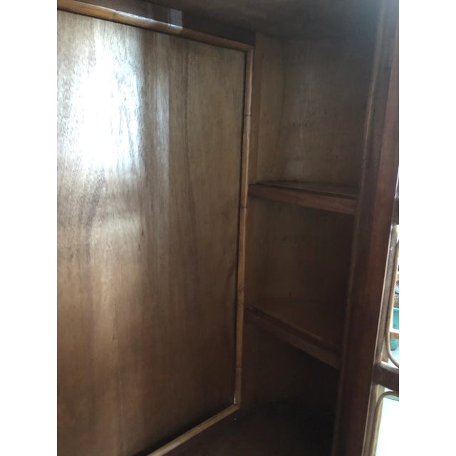 Vintage Split Reed Rattan China Cabinet For Sale - Image 10 of 17
