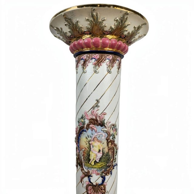 19th Century 19th Century Viennese Porcelain Column with Floral Decoration, 1890s For Sale - Image 5 of 6