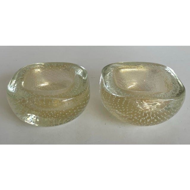 Mid-Century Murano Bullicante Gold Aventurine Art Glass Finger Bowl For Sale - Image 9 of 10