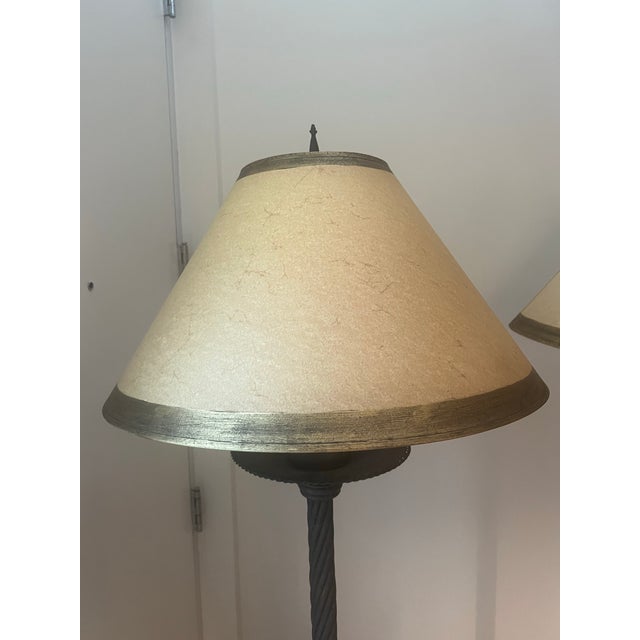 Rustic European Pair of Formations Usa Heavy Iron Floor Lamps For Sale - Image 3 of 12