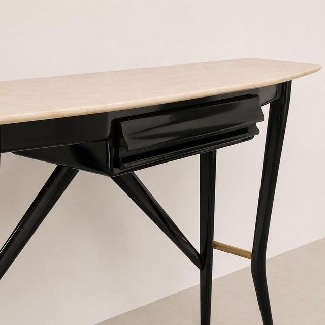 Mid-Century Modern Ebonized Console Table in Black Wood and Marble by Ico Parisi For Sale - Image 4 of 9
